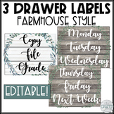 3 Drawer Sterilite Labels Editable - Farmhouse Classroom Decor