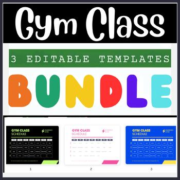Preview of 3 Editable Monochrome Gym Class Schedule Google Slides Template Collection