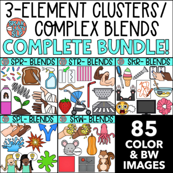 Preview of 3-Element Clusters/Complex Blends Clip Art COMPLETE BUNDLE • Speech Therapy