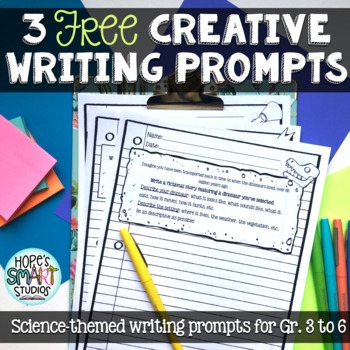 Preview of 3 FREE Creative Writing Prompts for Grades 3, 4, 5 & 6