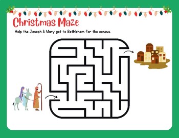 Preview of 3 FUN Christmas Mazes 3 Levels Joseph & Mary to Bethlehem Easy Difficult Hard