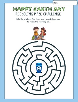 Preview of 3 FUN Happy Earth Day Mazes Levels Easy Difficult Hard Sustainability Recycling
