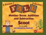 3 Fall Scoot Games - Number Sense, Addition, Subtraction