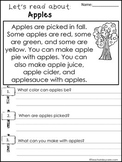 3 Fall themed Reading Comprehension No Prep Worksheets
