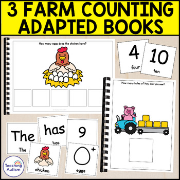 Preview of 3 Farm Counting Adapted Books for Special Education | Farm Math Activities