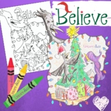 3 Free Unicorn Christmas Holiday Coloring Pages for Kids