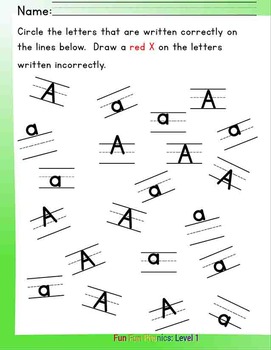 Preview of #3 Fun Fun Phonics (28 pages Aa, Bb, ab, ba) Complete Answer Key