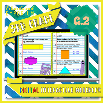 Preview of 3.G.2 Interactive Notebook: Partitioning Shapes ⭐ Digital