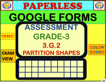 Preview of 3.G.2- PARTITION SHAPES INTO PARTS WITH EQUAL AREAS- (RED) MULTIPLE-CHOICE TEST