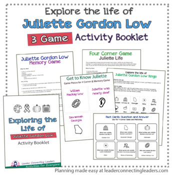 Preview of 3 Games to Explore the Life of Juliette Gordon Low Activity Booklet