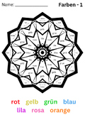 3 German Color by Number Mandala Pages + 2 Quizzes / Tests