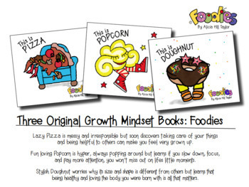 Preview of 3 Growth Mindset Book Bundle from the Foodies series: Pizza, Popcorn, & Doughnut