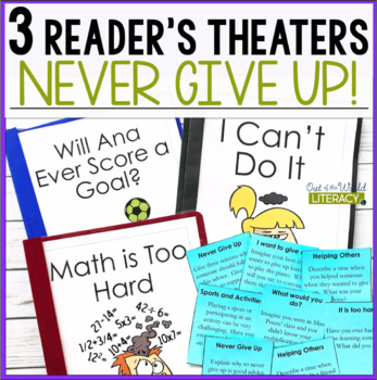 Preview of 3 Growth Mindset Reader's Theaters - Never Give Up!