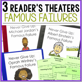 Preview of 3 Growth Mindset Reader's Theaters - Never Give Up, Famous Failures