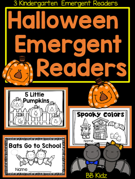 Preview of 3 Halloween/ October Emergent Readers {Bats, Pumpkins, Spiders} Kindergarten