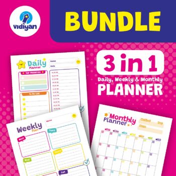 Preview of 3 IN 1 - PLANNERS BUNDLE - Daily, Weekly and Monthly