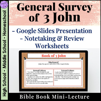 Preview of 3 John Bible Book Overview Lecture Presentation with Notes and Review