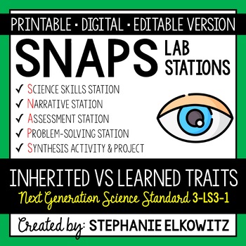 Preview of 3-LS3-1 Inherited vs. Learned Traits Lab | Printable, Digital & Editable