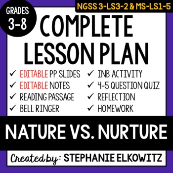Preview of 3-LS3-2, MS-LS1-5 Nature vs. Nurture Lesson | Printable & Digital