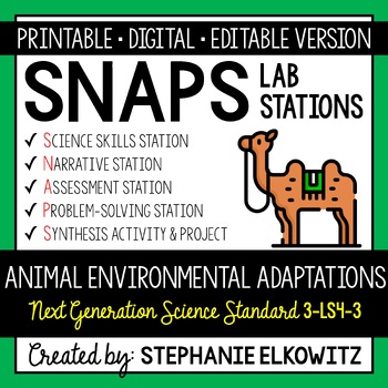 Preview of 3-LS4-3 Animal Environmental Adaptations Lab | Printable, Digital & Editable
