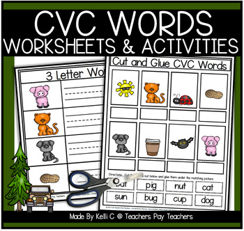 Preview of 3 Letter CVC Words Worksheets Short Vowels Sounding Out Words Write the Room
