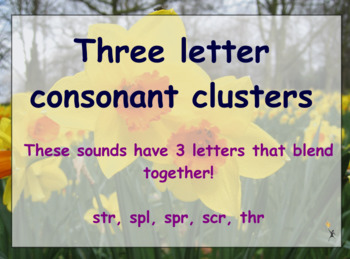 Preview of 3 Letter Consonant Blends Picture Sorting Flipchart - thr, spl, str, scr, spr