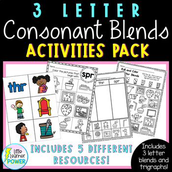 3 Letter Consonant Blends and Trigraphs Activities by Little Learner Power