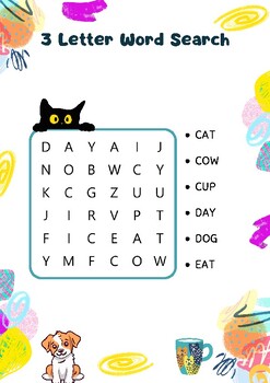Preview of 3 Letter Word Search, Sight Words, Homeschool, Busy Bag Activity Preschool