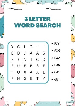 Preview of 3 Letter Word Search, Sight Words, Homeschool, Busy Bag Activity Preschool