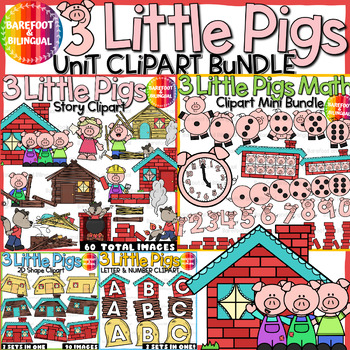 Preview of 3 Little Pigs Clipart Unit Bundle | Fairy Tale Clipart