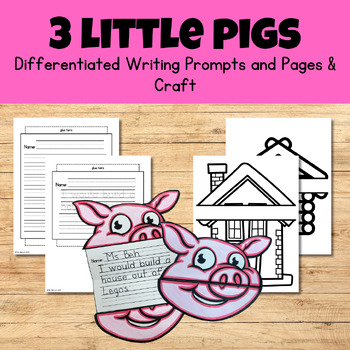 Preview of 3 Little Pigs Writing Craftivity - Writing Prompts & Craft Fairytale / Folktale