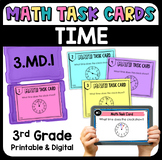 Telling Time and Time Word Problems Math Task Cards with D