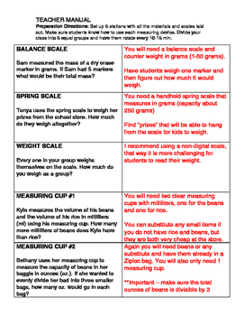 Measuring with Balance Scales and Weights (teacher made)