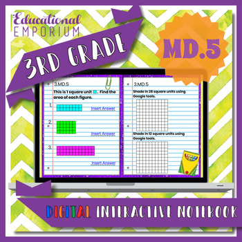 Preview of 3.MD.5 Interactive Notebook: Area & Unit Squares for Google Classroom™