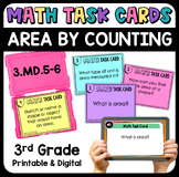 Area by Counting Math Task Cards Printable with Digital 3.