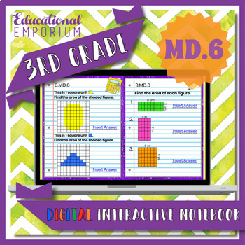Preview of 3.MD.6 Interactive Notebook: Finding Area with Unit Squares ⭐ Digital
