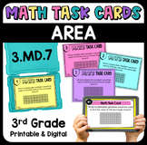Area Math Task Cards with Digital 3.MD.7