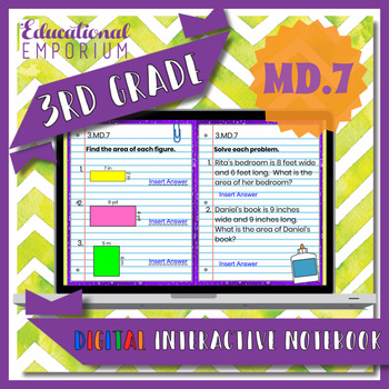 Preview of 3.MD.7 Interactive Notebook: Area - Multiplication, Addition, & Tiling ⭐ Digital