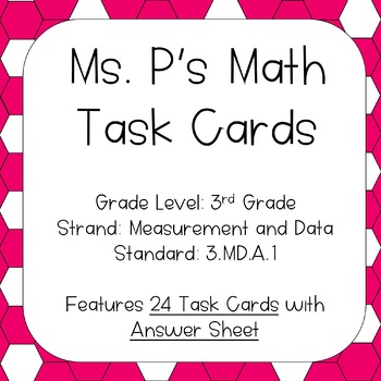 Preview of 3.MD.A.1 Tell & Write Time (Nearest Minute) Task Cards | Distance Learning