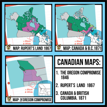 Preview of 3 Maps of Canada (1846-1871) Clipart: Rupert's Land, Oregon, British Columbia