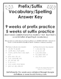 3 Month Prefix & Suffix ANSWER KEY