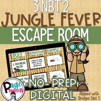 Preview of 3rd Grade Addition and Subtraction Jungle Fever Escape Room
