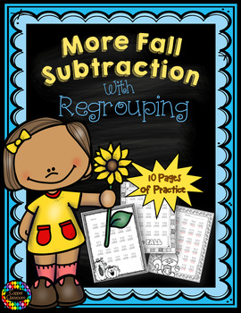 Preview of 3.NBT.2 More Fall Themed 3 Digit Subtraction With Regrouping