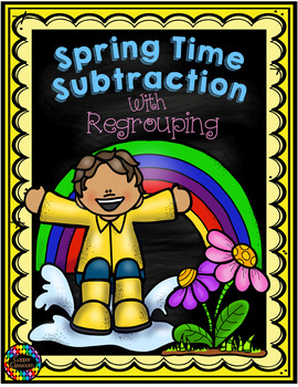 Preview of 3.NBT.2 Spring Themed 3 Digit Subtraction With Regrouping