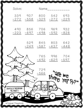 3nbt2 summer themed 3 digit subtraction with regrouping by copper