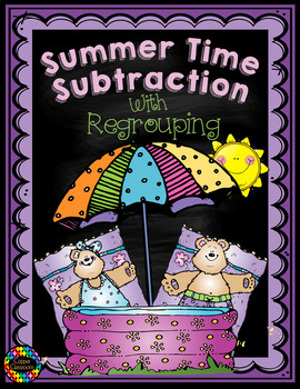Preview of 3.NBT.2 Summer Themed 3 Digit Subtraction With Regrouping