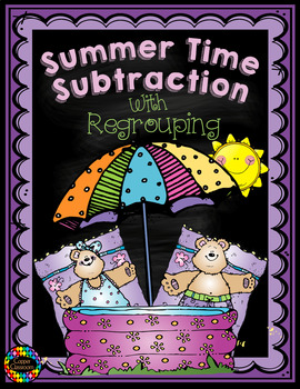 Preview of 3.NBT.2 Summer Themed 3 Digit Subtraction With Regrouping Freebie