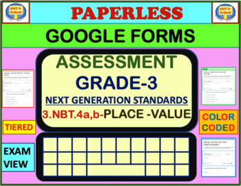 Preview of 3.NBT.4a,b-Place Value-Read & Write 4 digit #s-(RED)MULTIPLE-CHOICE ASSESSMENT 