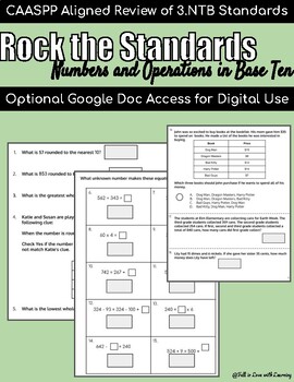 Preview of 3.NBT Standard Review/Test Prep - CAASPP Aligned with Google Doc Option