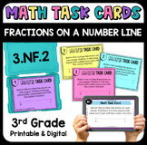 Fractions on a Number Line Math Task Cards with Digital 3.NF.2